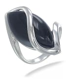 25MM Marquise Cut Black Onyx Ring In Sterling Silver (Available in Sizes 5-9)