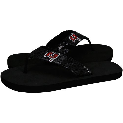 For Bare Feet Tampa Bay Buccaneers Women's Sequin Flip Flops