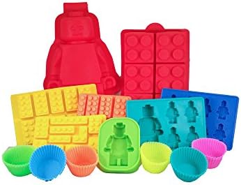 Large + Small Silicone Minifigure, Brick &amp; Cupcake Baking Molds for Jello, Gummy Candy &amp; Ice Cubes For Lego Lovers - 20 Pcs