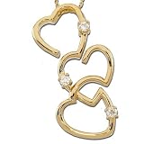 Stunning! 14k Yellow-gold Triple Heart Moissanite Pendant-necklace