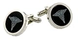 JJ Weston silver plated diamond cut cufflinks with etched onyx doctor, medical or caduceus symbol with presentation box. Made in the USA