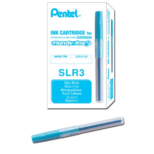Pentel Refill for Handy-Line S Highlighter, Sky Blue Ink, Box of 12 (SLR3-S)
