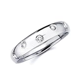 14K White Gold Round Diamond Wedding Ring Band 0.14 ctw.
