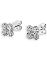 (X1000Diamond) 18K/750 White Gold Clover Flower Diamond Stud Earring (0.70 cttw, G-H Color, VS2-SI1 Clarity)