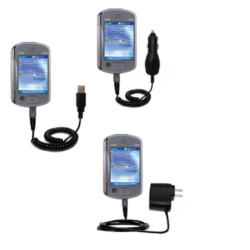 Deluxe Kit for the i-Mate JASJAR includes a USB cable with Car and Wall Charger - Gomadic Brand w/ TipExchange Technology