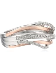 14k Rose Gold Plated Sterling Silver Diamond Bridge Ring (1/10cttw, IJ Color, I2-I3 Clarity)
