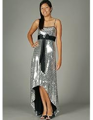 Sequin Satin Pleated Bow Tie Back Dress for Bridesmaid Formal Prom by GOJANE