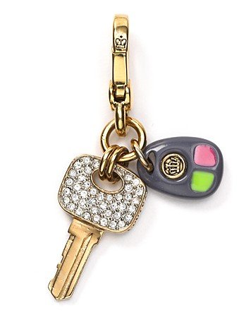 Juicy Couture CAR KEYS Charm; Gold Plated with Rhinestones and Colored Resin Accents in Juicy Gift Box On Sale