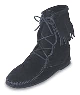 Women's Tramper Ankle Hi Fringe Boot in Black Suede
