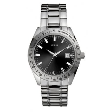 Image of Guess Gents Black Dial Stainless Steel Bracelet Watch