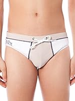 DATCH Slip de Baño (Beige / Blanco / Azul)