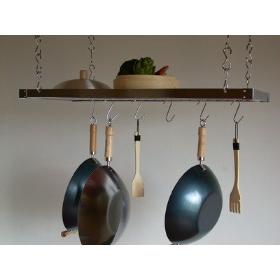 Track Rack Rectangular Ceiling Pot Rack Finish: Chrome