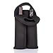 LAGUTE Neoprene Wine Tote Bag, Storage 750ml to 1L, Hot/Cold Insulated for 4 Hours (Black, 2-Bottle)