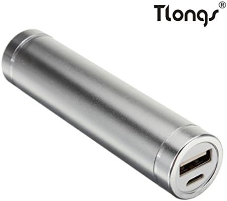 Tlongs 2600mAh Premium Aluminum Portable Charger Lipstick-Sized External Battery Power Bank for iPhone6 6S 6Plus iPhone5S, iPad Air mini, Samsung Galaxy Note5 4 3 S6 Edge HTC LG and More (Silver)