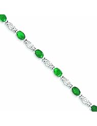 Genuine 14K White Gold White Gold Diamond And Emerald Bracelet 6 Grams Of Gold 100% Satisfaction Guaranteed.