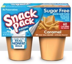 Hunt's Snack Pack Pudding - SUGAR FREE Caramel - 4 Count 3.5-oz. Cups (Pack of 6)
