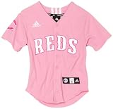 MLB Girls' Cincinnati Reds Screen Print Baseball Jersey, Pink, Medium