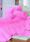 4-pc Fabulous Pink Artifical Silk Duvet Cover Bedding Set - King Size