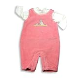 Mulberribush - Newborn Girls 2 Piece Long Sleeve Coverall Set, Pink, Ivory