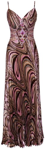 Neapolitan Swirl Satin Beaded Pleated Formal Gown Prom Dress