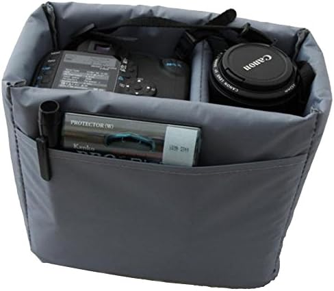 iBaste SLR DSLR Camera Liner Bag Storage Bag Shockproof Padded Foldable Partition Insert Protective Bag for Sony Canon Nikon DSLR Shot or Flash Light (Grey S)
