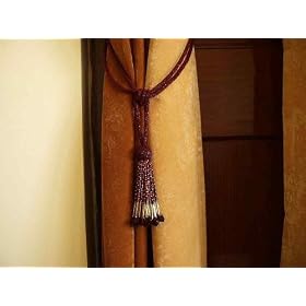 Pair Burgundy Beaded decorative Tassel Tieback