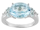 STERLING SILVER 5.73CTW BLUE TOPAZ AND .24CTW WHITE TOPAZ RING