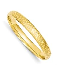 14k 5/16 Diamond-cut Fancy Hinged Bangle Bracelet, Best Quality Free Gift Box Satisfaction Guaranteed