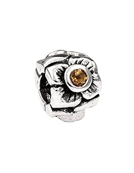 SilveRado(tm) MS155K-CT3 Sterling Silver Three Flowers Citrine November Bead / Charm