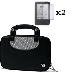 Black Kindle 3 Carrying Case for new kindle 3 Kindle Wireless Reading Device 3G Wi-Fi 6" Latest Generation + 2 Pieces Kindle 3 screen protector