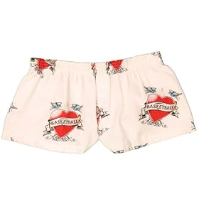Buy Basketball Wording Cheer Tattoo White Flannel Cotton Girl Boxers Mini Itty Bitty Shorts 1... by Touch of Europe Boxers