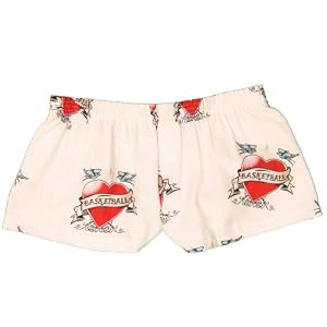 Buy Basketball Wording Cheer Tattoo White Flannel Cotton Girl Boxers Mini Itty Bitty Shorts 1... by Touch of Europe Boxers