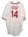 Autographed Pete Rose Cincinnati Reds Majestic White Jersey Inscribed 4256
