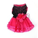 PanDaDa Pet Dog Cat Glitter Red&Black Tutu Dress Lace Skirt S