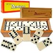 Double Six Professional Dominoes with Brass Spinner in Wooden Case 28 Piece
