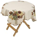 April Cornell 36 by 36-Inch Tablecloth, Tableau Embroidery Antique