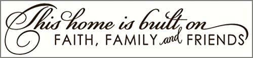 Wall Decor Plus More WDPM3217 Home Built on Faith Family Friends Inspirational Wall Decal, 23 by 5-Inch, Chocolate