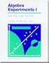 Algebra Experiments 1 Exploring Linear Functions