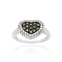 Sterling Silver 1/8ct. TDW Champagne Diamond Heart Ring