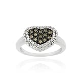 Sterling Silver 1/8ct. TDW Champagne Diamond Heart Ring