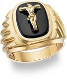 14K Gold Onyx Crucifix Ring