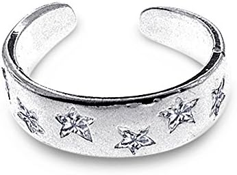 Sterling Silver Toe Ring Lovely Stars Style, One Size Fits All for Women