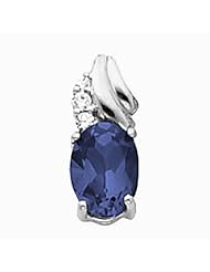 14K White Gold Oval Cut Tanzanite and Diamond Pendant -- LIFETIME WARRANTY