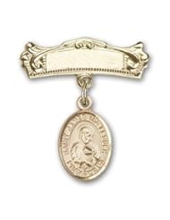 Gold Filled Baby Badge with St. James the Lesser Charm and Arched Polished Badge Pin