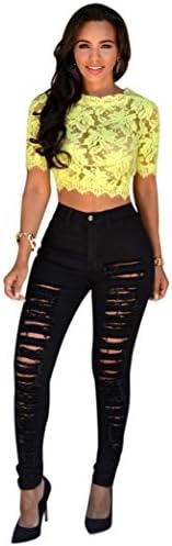 OVERMAL Women High Waisted Pencil Jeans Trousers (ASIA M, Black)