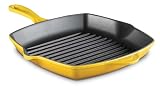 Review Le Creuset of America L2021-2670 / Le Creuset Enameled Cast-Iron 10.25 Inch Square Skillet Grill, Dijon