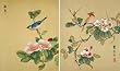 Pair of Original Chinese Watercolors -Vintage Painting of Butterflies and Flowers