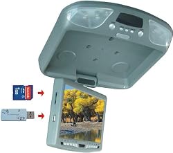 Tview T90dvfd-grey All in One Huge 9-Inch Flip Down, Roof Mount Car Monitor