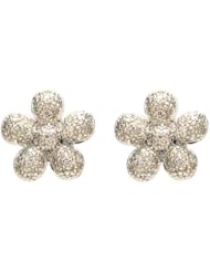 18kt Gold Diamond Pave Flower Design Stud Earring Fashion Jewelry