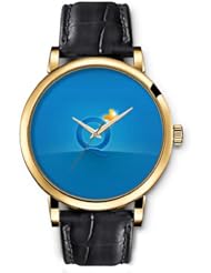 SPRAWL Aanalog Fashion Series Gold Ladies Watches of Genuine Black Leather Strap,Unique Wrist Watch for Women Girls Designed with Q + blue background